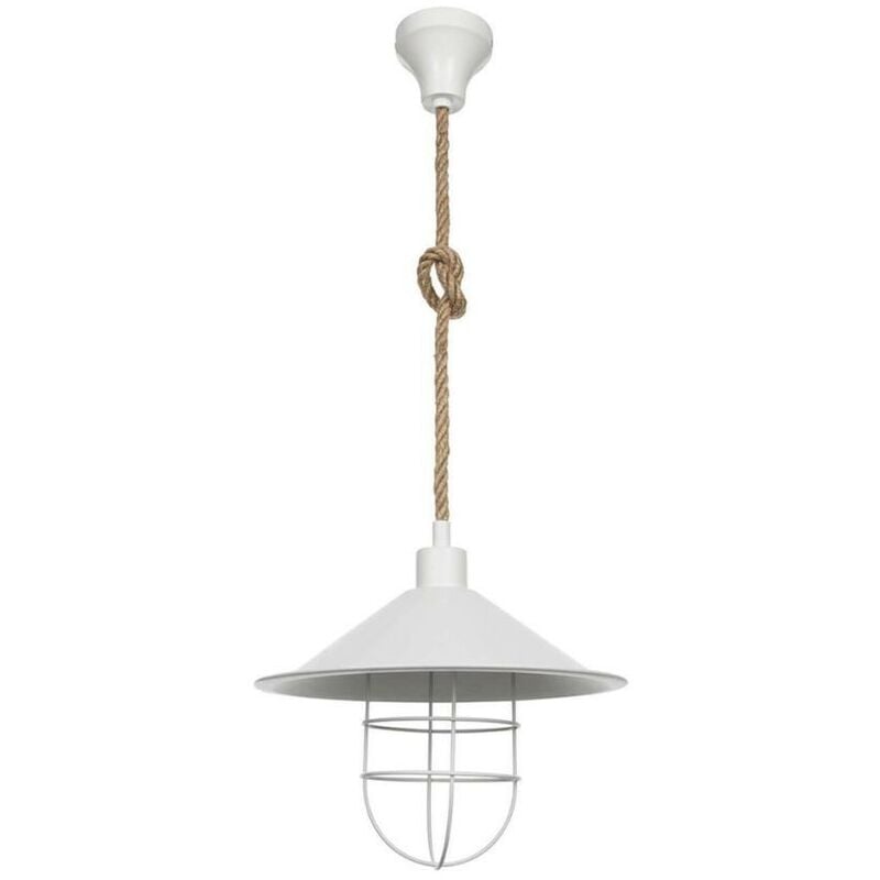 foto del prodotto webmarketpoint lampada da soffitto bulut asz0631 metallo bianco e corda iuta effez