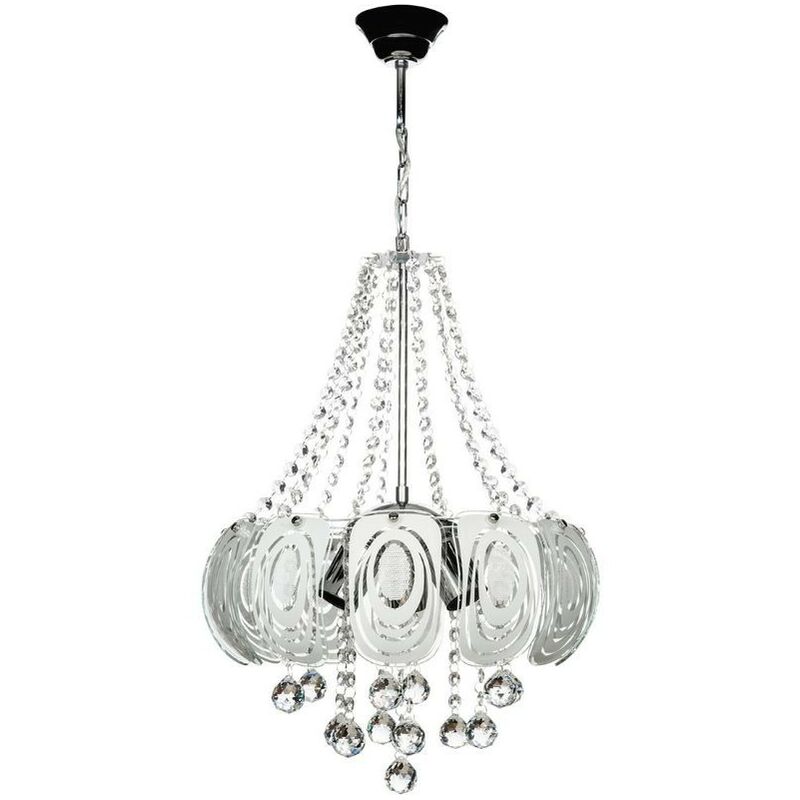 foto del prodotto webmarketpoint lampada da soffitto yon mdl3973 argento vetro decorato e pietre effetto cristallo effez