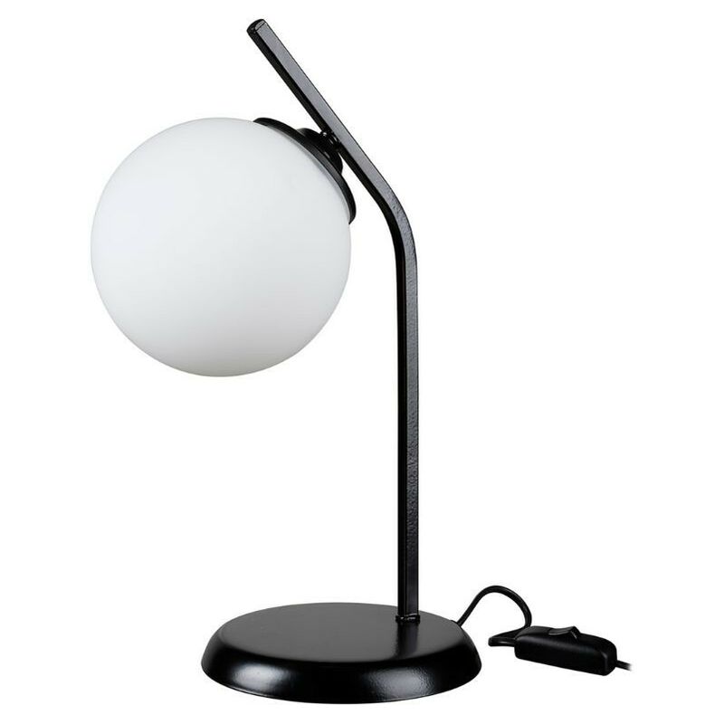 foto del prodotto webmarketpoint lampada da tavolo toren metallo nero e paralume a sfera in vetro asz1675 effez