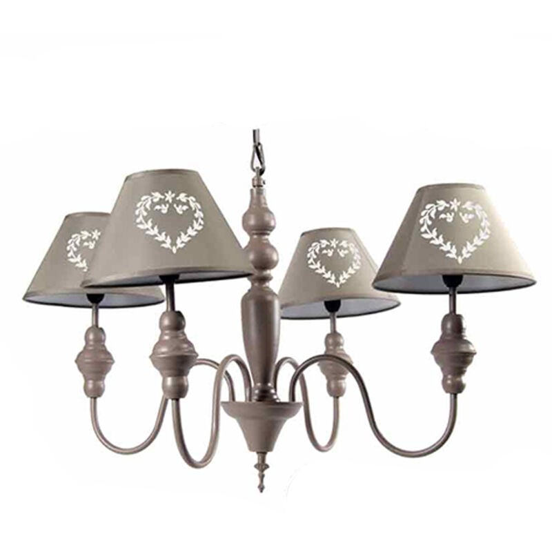 foto del prodotto webmarketpoint lampadario cuori bianco con 4 luci 67 cm colore tortora