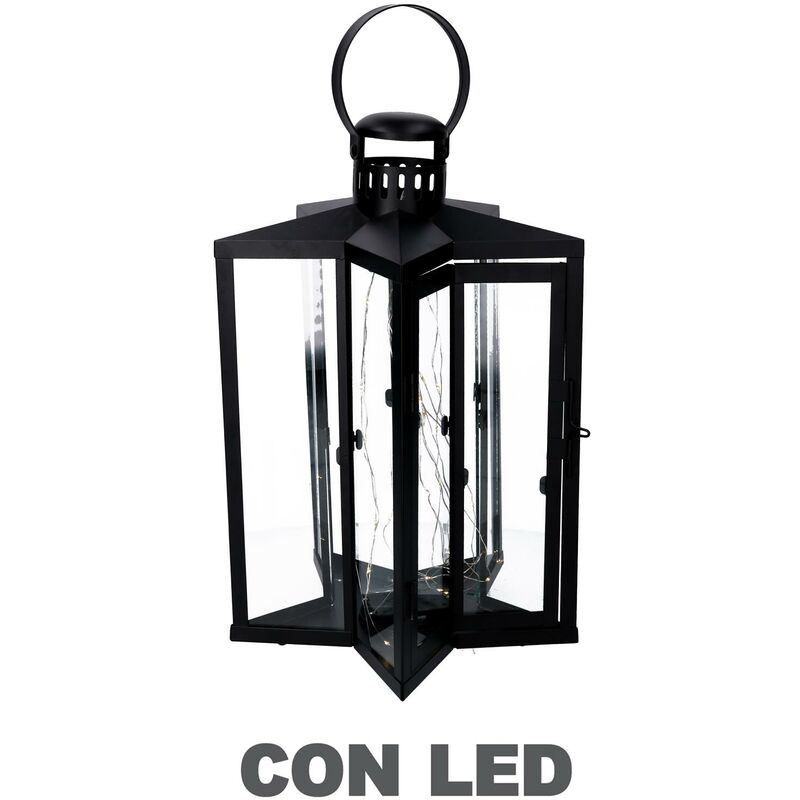 foto del prodotto webmarketpoint lanterna led metallo stella nero cm27,5x27,5h42 48