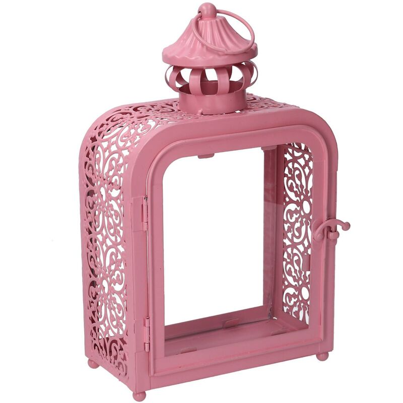 foto del prodotto webmarketpoint lanterna metallo rosa cm17x9h30,5