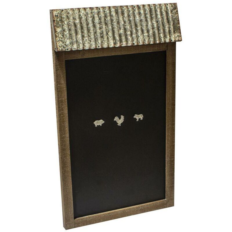 foto del prodotto webmarketpoint lavagna legno metallo con tetto e 3 calamite animali rettangolare cm 45x78x7