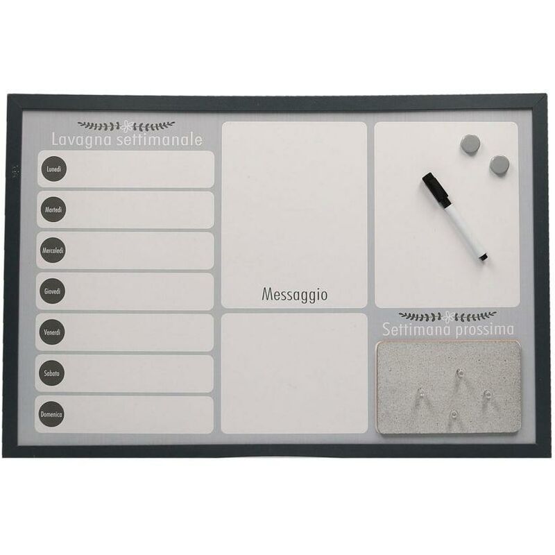 foto del prodotto webmarketpoint lavagna magnetica agenda con sughero e pennarello cm60x40x1,5