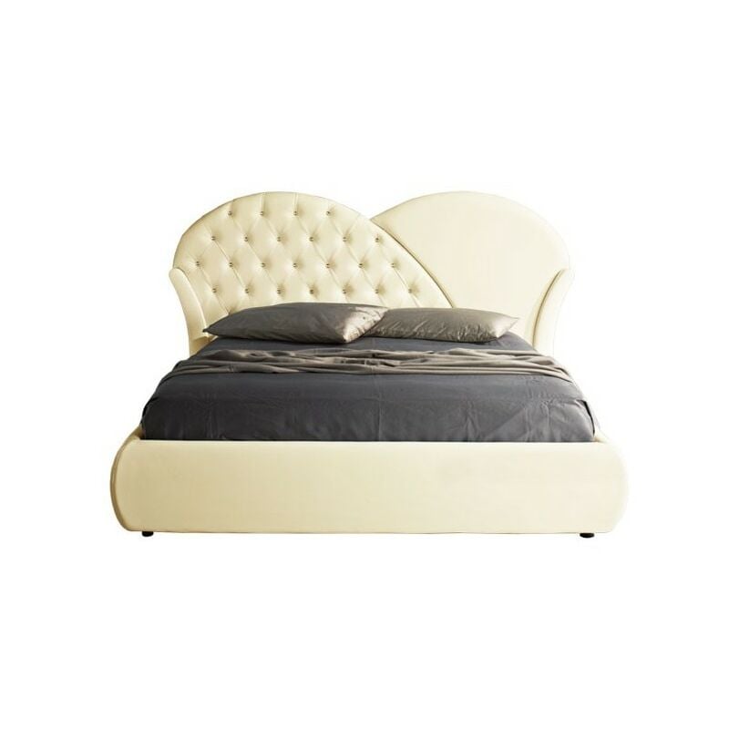 foto del prodotto webmarketpoint - letto matrimoniale c-contenitore in ecopelle crema 215x220xh.122 cm effez