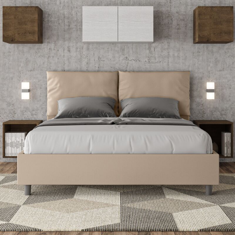 foto del prodotto webmarketpoint letto matrimoniale contenitore imbottito 160x210 similpelle tortora antea