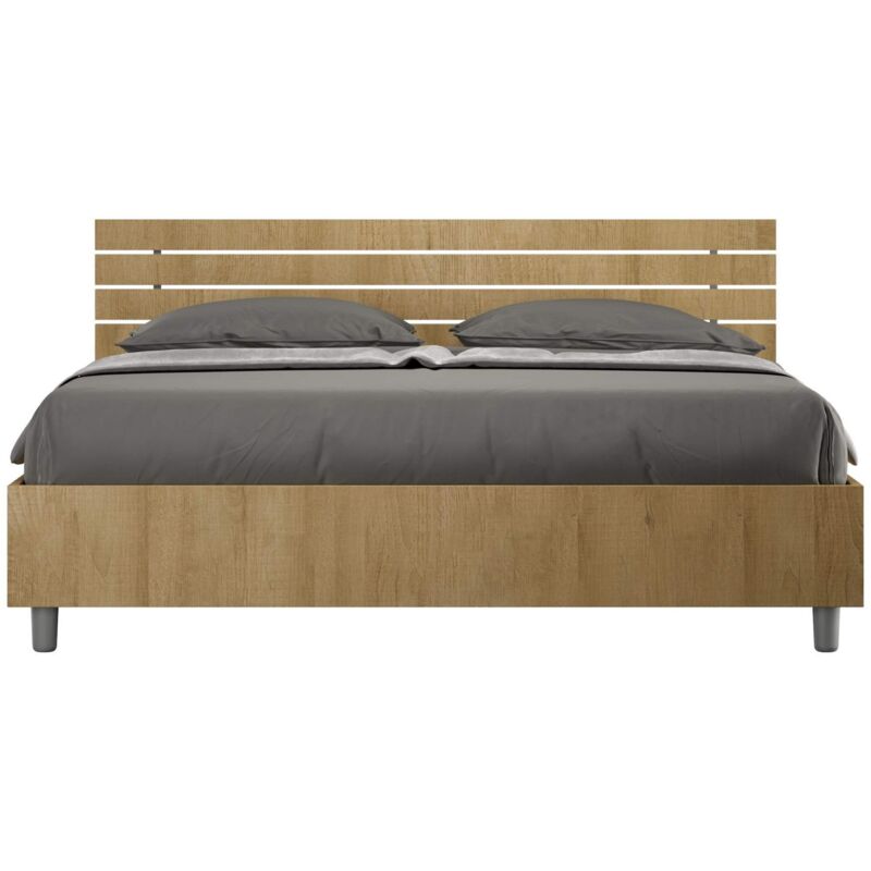 foto del prodotto webmarketpoint - letto matrimoniale senza rete 160x190 testata inclinata con doghe quercia ankel
