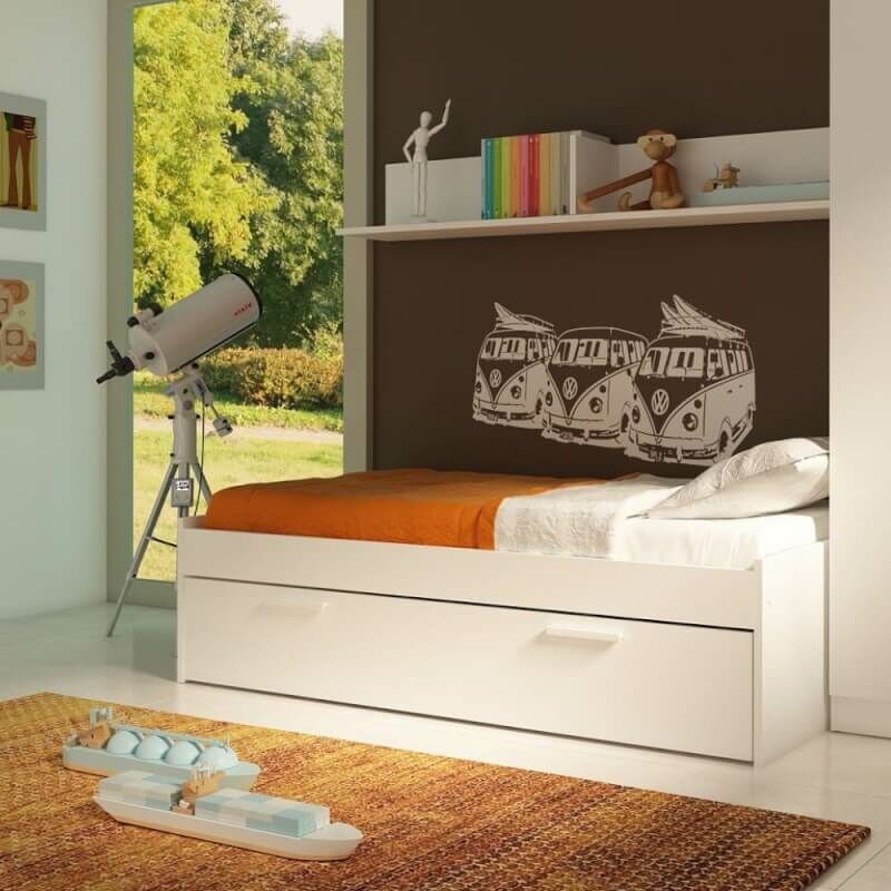 foto del prodotto webmarketpoint - letto singolo 1004 blanco con cassettone estraibile