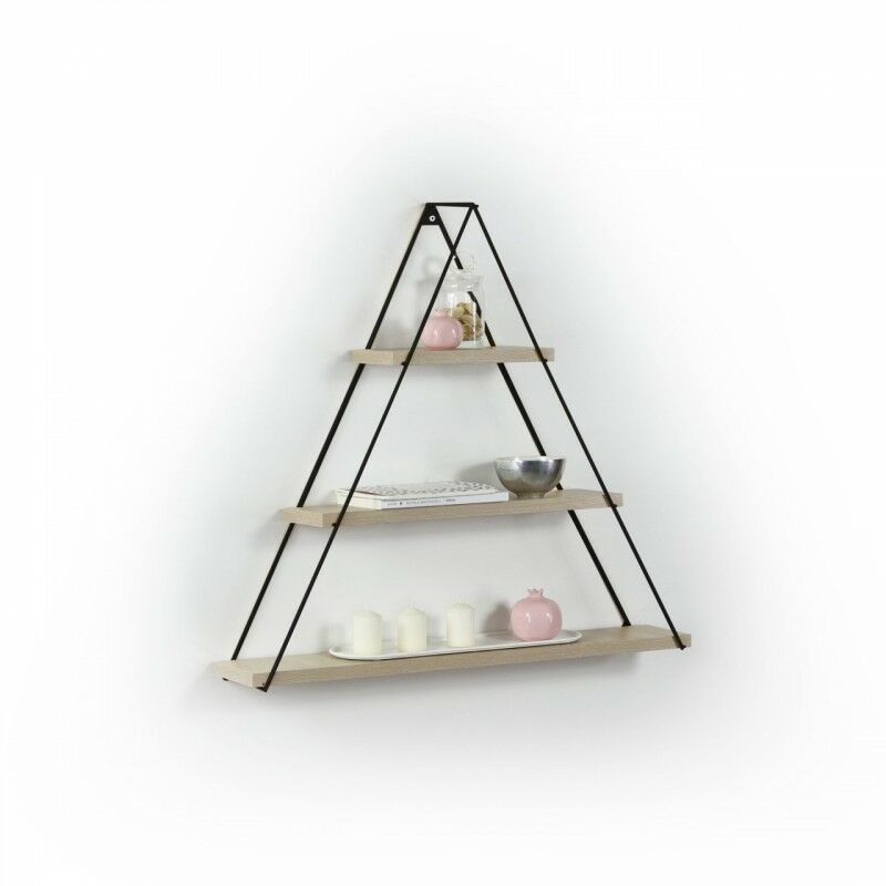 foto del prodotto webmarketpoint libreria muro triangolare bacheca piramide rovere nero cm 74 x 13 x 61 h effez