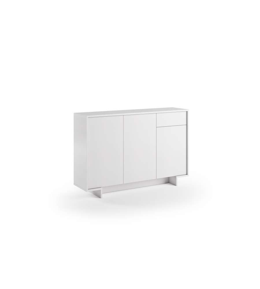 foto del prodotto webmarketpoint madia slim, con 3 ante, cassetto e tre ripiani interni bianco