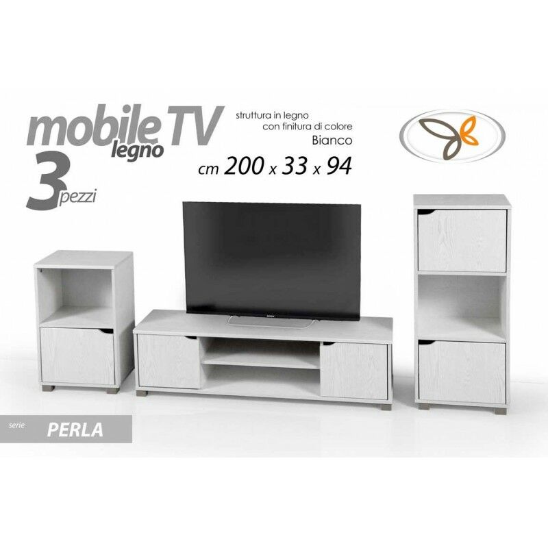 foto del prodotto webmarketpoint mini parete attrezzata mobile porta tv bianco pz 3