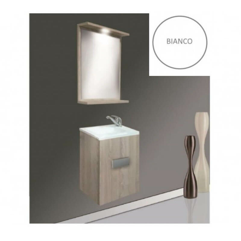 foto del prodotto webmarketpoint mobile bagno sospeso charlie con specchio bianco