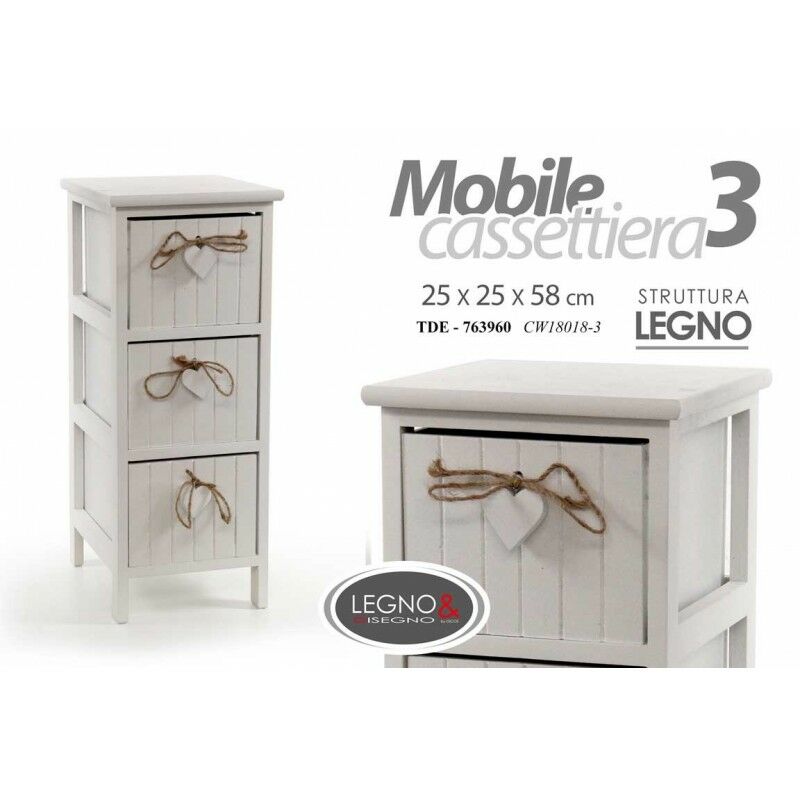 foto del prodotto webmarketpoint mobile cassettiera bianca shabby legno cm 25 x 25 x 58 h