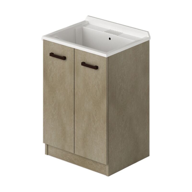 foto del prodotto webmarketpoint mobile lavatoio per lavanderia 2 ante colore argilla h86x61x50cm
