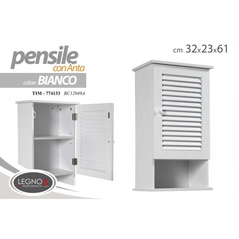 foto del prodotto webmarketpoint mobiletto pensile da bagno con anta 32 x 23 x h61 cm in colore bianco