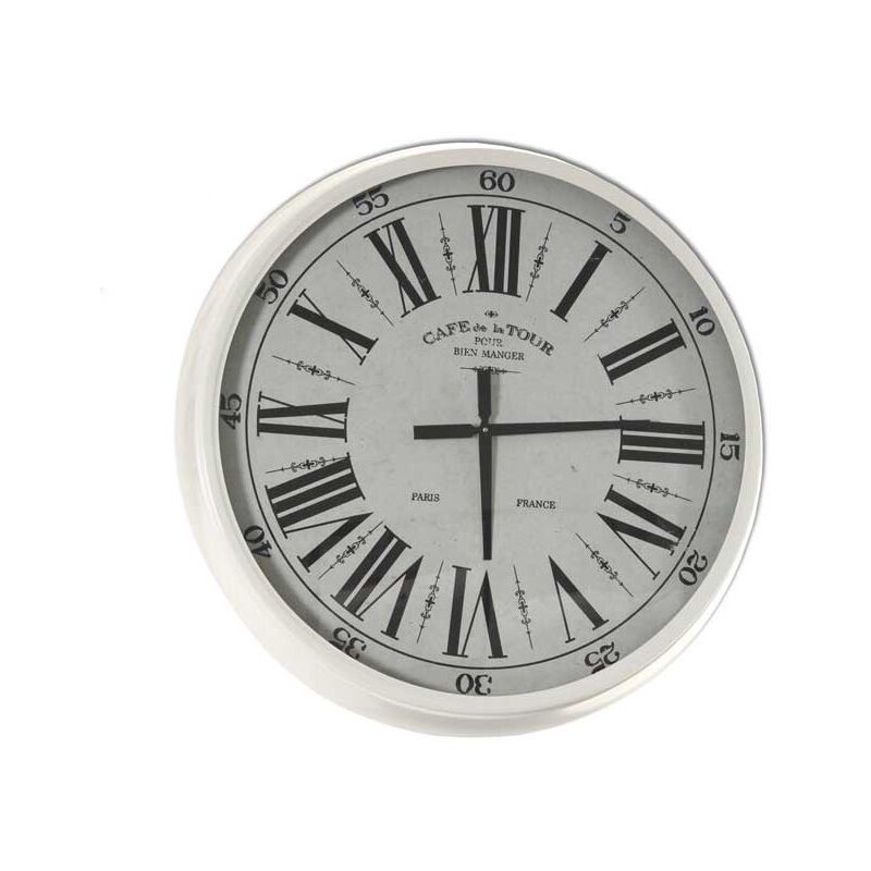 foto del prodotto webmarketpoint orologio maxi da parete in metallo e vetro con numeri romani 76x12 cm bianco