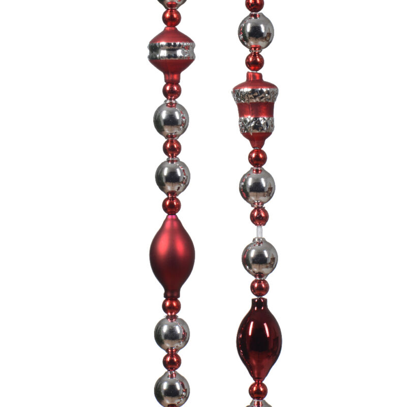 foto del prodotto webmarketpoint pallina di natale ghirlanda di perline in vetro antico colore natale rosso colore h 180cm x 3cm