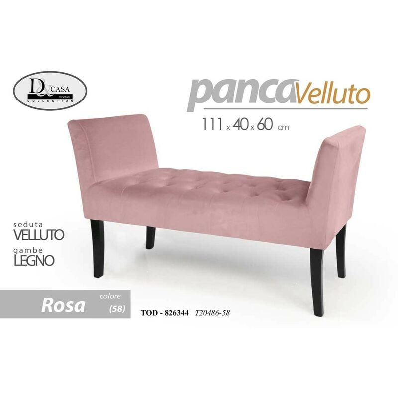 foto del prodotto webmarketpoint panca in velluto rosa gambe in legno retro