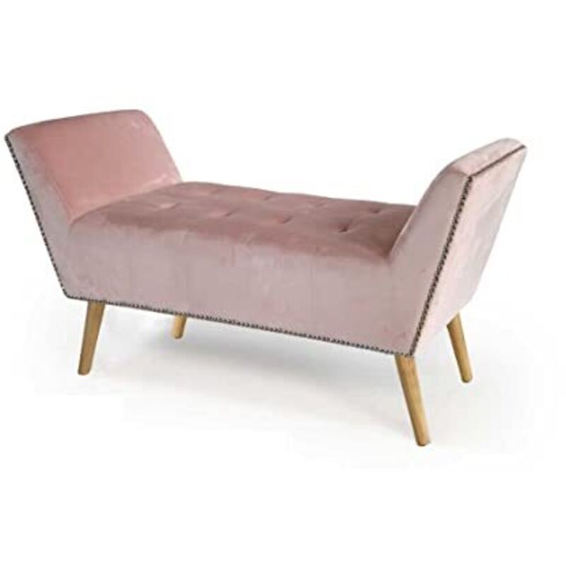 foto del prodotto webmarketpoint - panca retro in velluto rosa gambe in legno