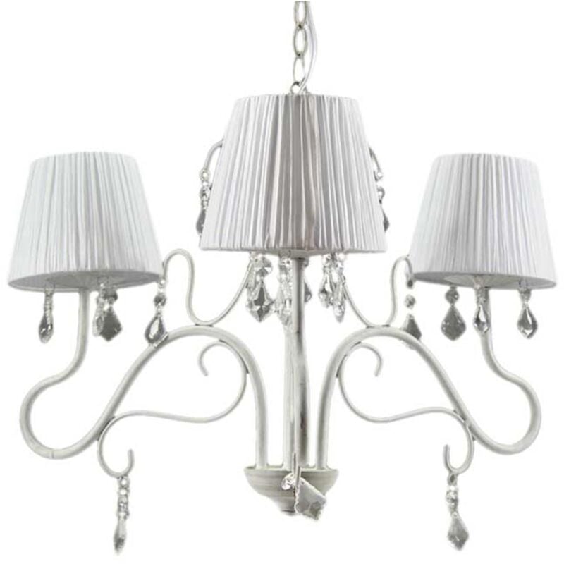foto del prodotto webmarketpoint perla plisse lampadario pendente a 3 luci da 55 colore bianco