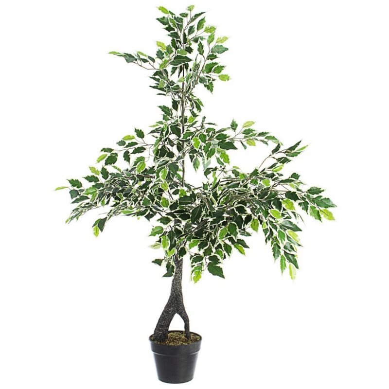 immagine 0 del prodotto webmarketpoint pianta artificiale ficus con foglie in tessuto, tronco in legno, vaso in plastica 90x210h