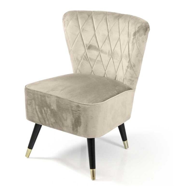 foto del prodotto webmarketpoint poltrona in velluto con gambe nere 63,5 x 66 x 84 cm cm colore beige