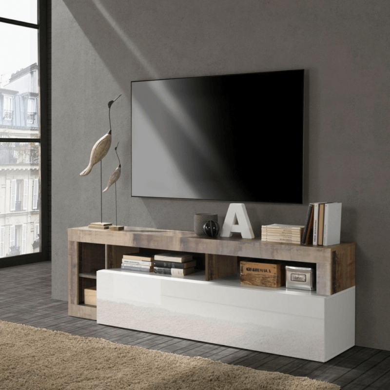 foto del prodotto webmarketpoint porta tv mogol bianco lucido pero 184x42x58h effez