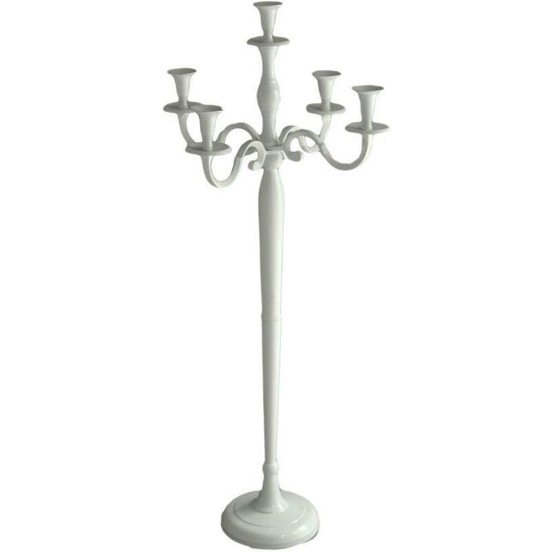 foto del prodotto webmarketpoint portacandele candelabro alluminio bianco 5 posti cm 45x45h100