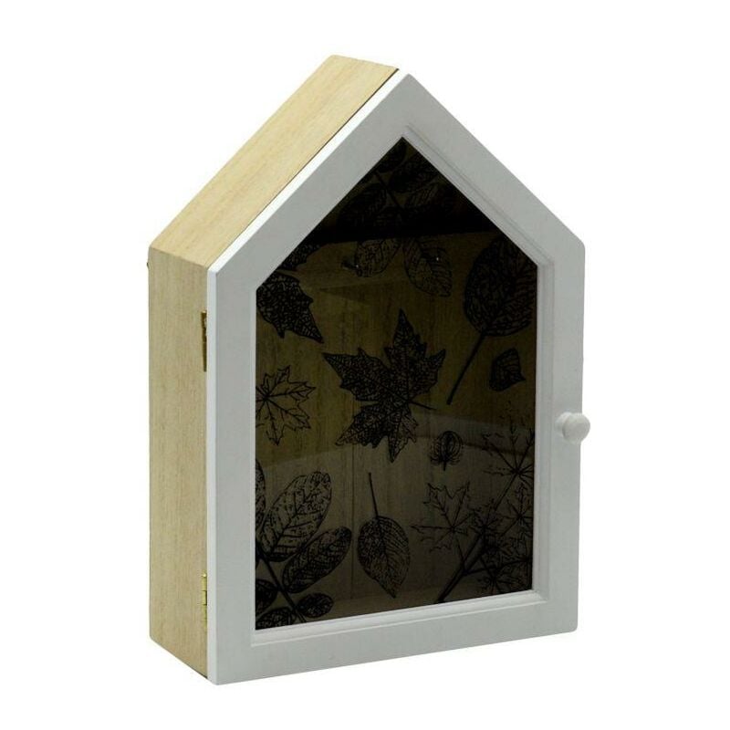 foto del prodotto webmarketpoint portachiavi cancelletto foglie legno casetta 3p cm17,5x8,2h25
