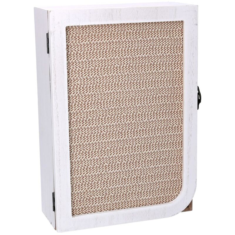 foto del prodotto webmarketpoint portachiavi cancelletto legno 3 ganci bianco rettangolare cm20x9,5x29