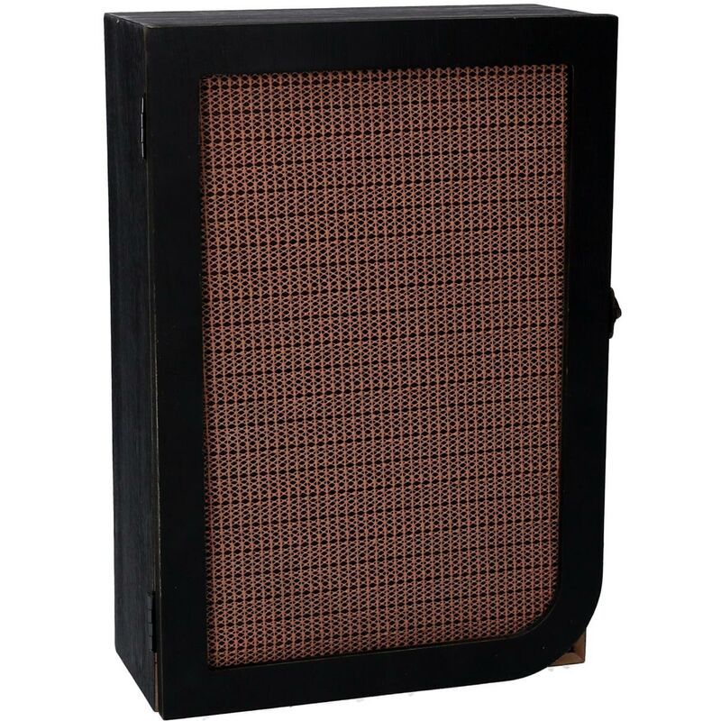 foto del prodotto webmarketpoint portachiavi cancelletto legno 3 ganci nero rettangolare cm20x9,5x29