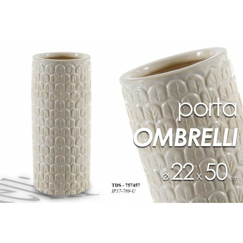 foto del prodotto webmarketpoint portaombrelli in ceramica panna design cm 22 x 50 h