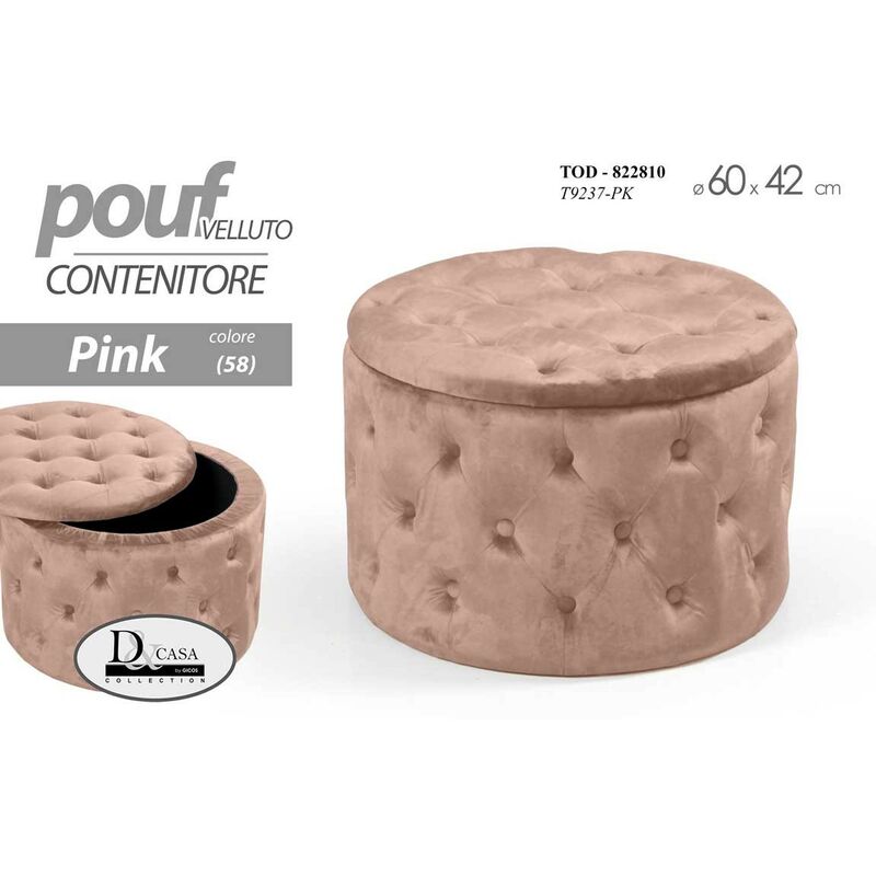 foto del prodotto webmarketpoint pouf contenitore portatutto rosa apribile cm 60 x 42 h