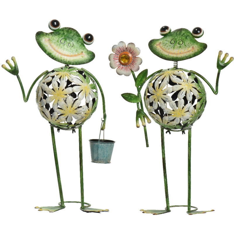 foto del prodotto webmarketpoint rana in ferro con fiore e cestino da esterno