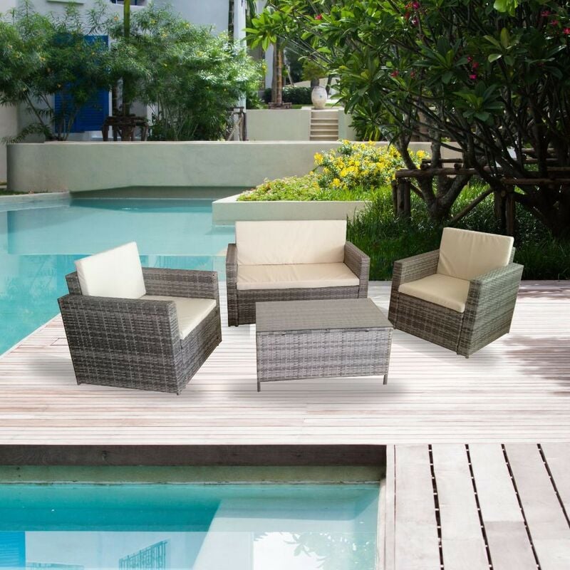foto del prodotto webmarketpoint salotto da giardino in rattan colore grigio wrs066g