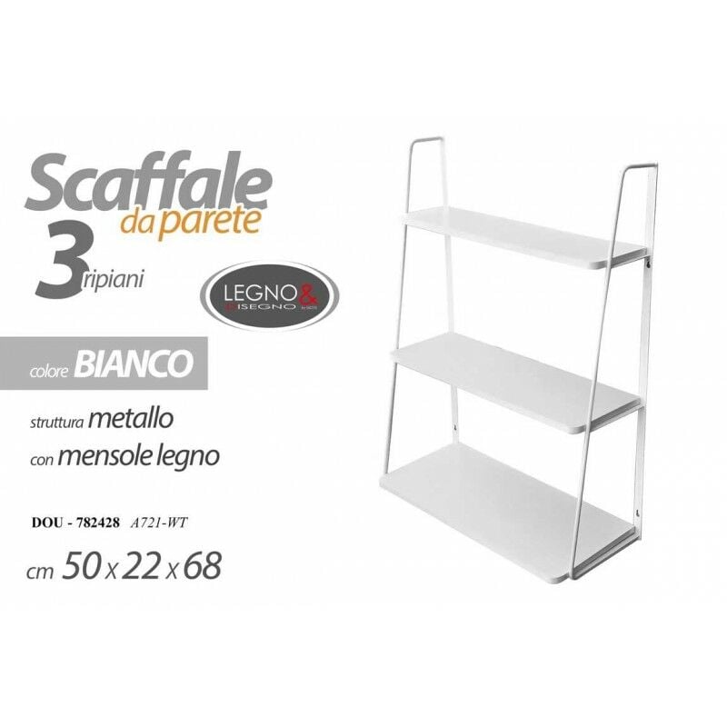 foto del prodotto webmarketpoint scaffale da muro stile urban industrial bianco cm 50 x 22 x 68 h