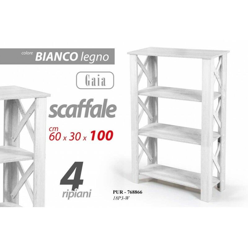 foto del prodotto webmarketpoint scaffale legno bianco slim salvaspazio cm 60 x 30 x 100 h