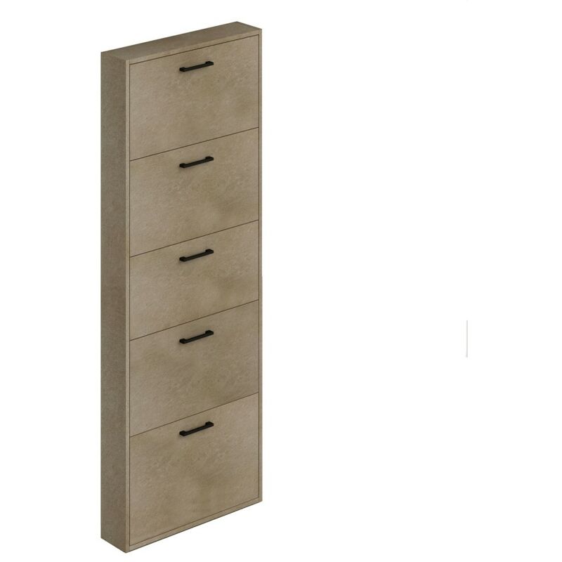 foto del prodotto webmarketpoint scarpiera slim in legno nobilitato 5 ribalte argilla h180x65x15 cm