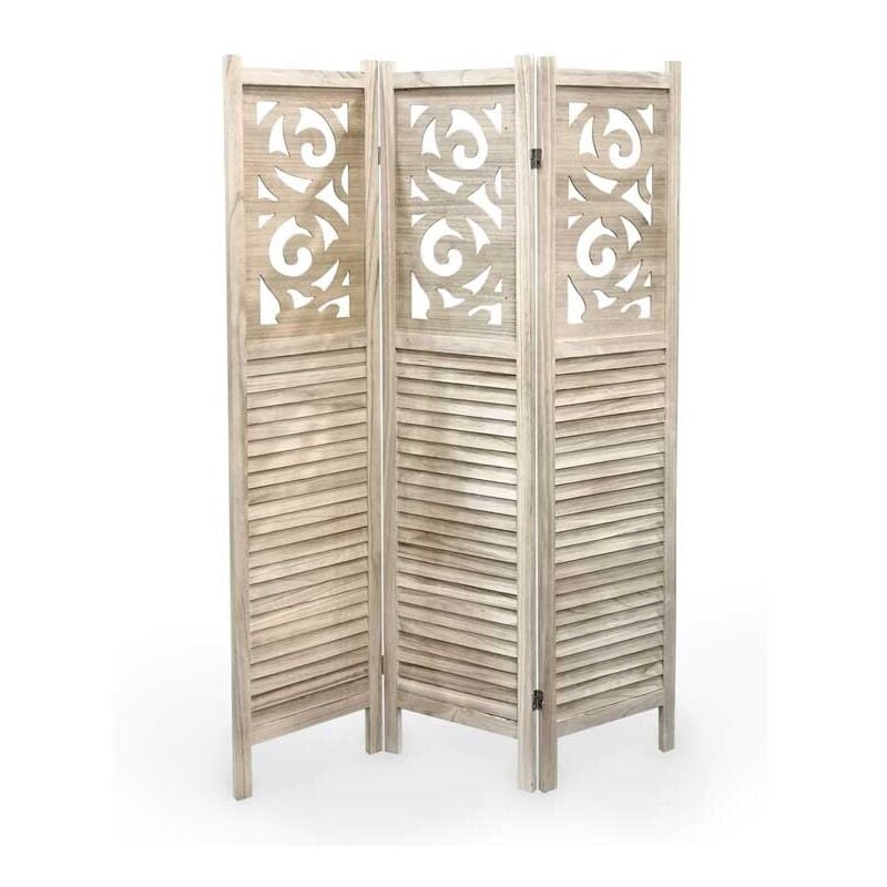 foto del prodotto webmarketpoint separ in legno con 3 pannelli da 40 x 170 cm legno sbiancato