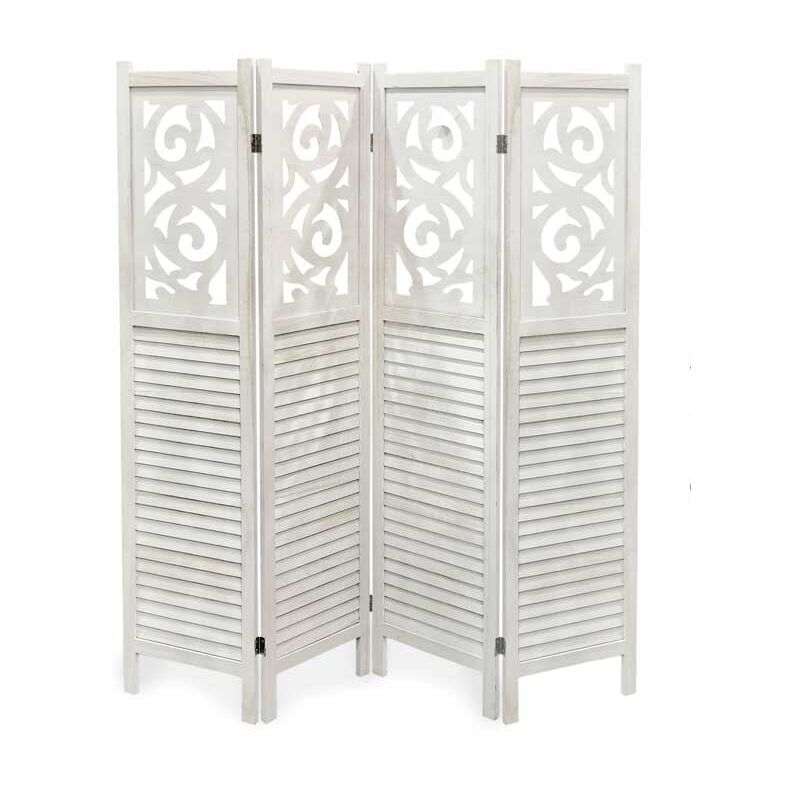 foto del prodotto webmarketpoint separe con 4 pannelli da 40 cm in legno 160x170 cm colore bianco