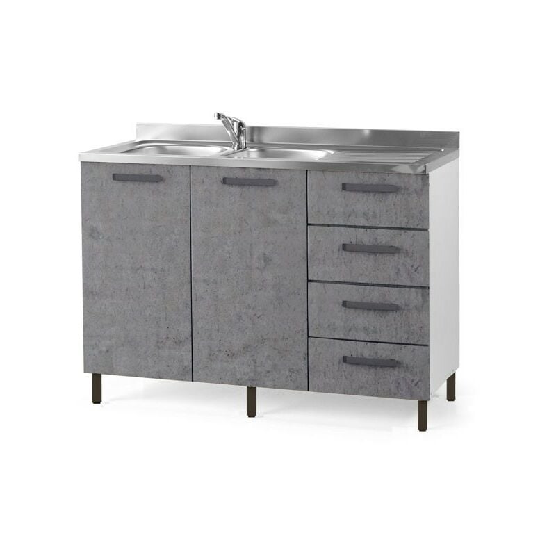 foto del prodotto webmarketpoint sottolavello da cucina grigio cemento con cassettiera dx cm 120x50xh 85
