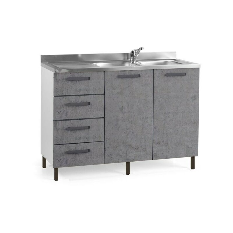 foto del prodotto webmarketpoint sottolavello per cucina grigio cemento 2 ante c cass. sx cm 120x50xh 85