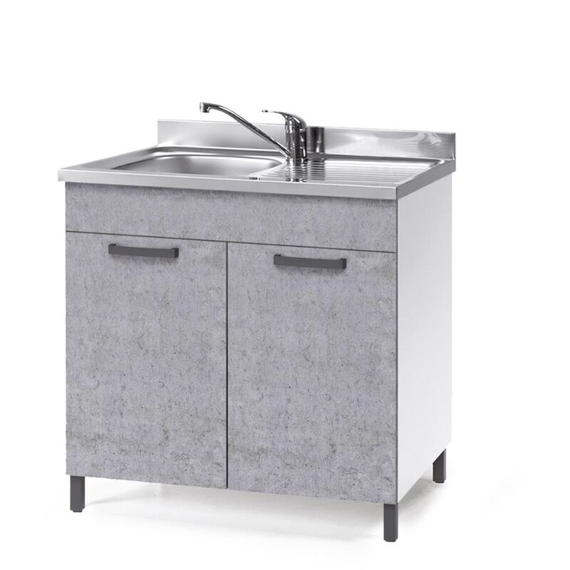 foto del prodotto webmarketpoint sottolavello per cucina grigio cemento 2 ante cm 80x50xh 85