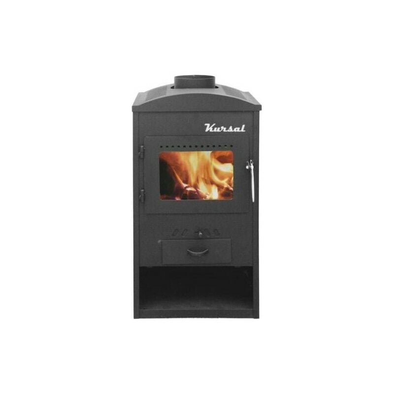 foto del prodotto webmarketpoint - stufa a legna 'kursal' 6 kw in acciaio verniciato caminetto h 78 cm