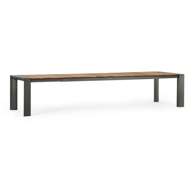 foto del prodotto webmarketpoint tavolo allungabile cameron con struttura in alluminio, piano in teak, stile moderno 228 294 cm bianco