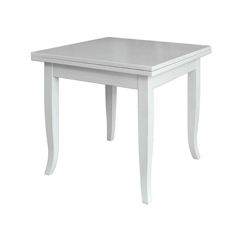 foto del prodotto webmarketpoint tavolo in legno massello quadrato allungabile colore bianco 90x90 180 cm effez