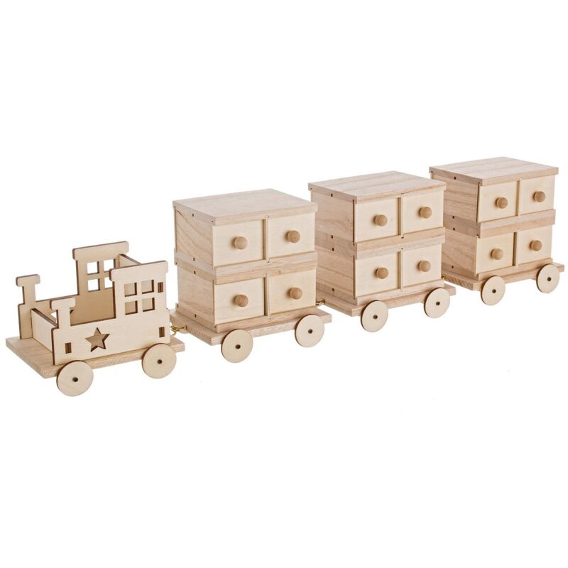 foto del prodotto webmarketpoint - trenino natalizio in legno con vagoni con cassetti per calendario dell'avvento