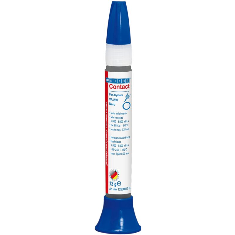 foto del prodotto weicon contact va 250 black colla cianoacrilica, adesivo cianoacrilico 12g resistente alle alte temperature