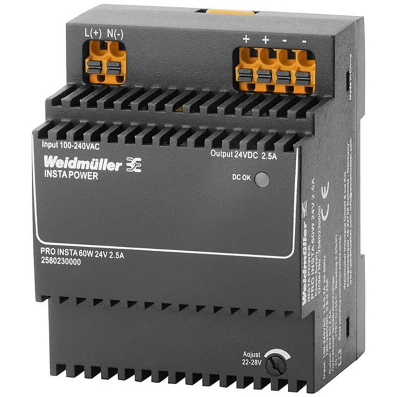 foto del prodotto weidmuller weidm ller 2580230000 alimentatore switching 24 v dc 2.5 a 60 w contenuto 1 pz.