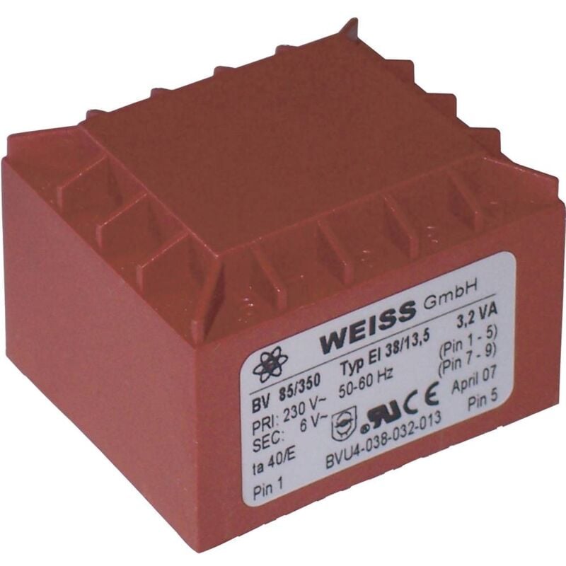 foto del prodotto weiss elektrotechnik 85 355 trasformatore per pcb 1 x 230 v 1 x 24 v ac 3.20 va 133 ma